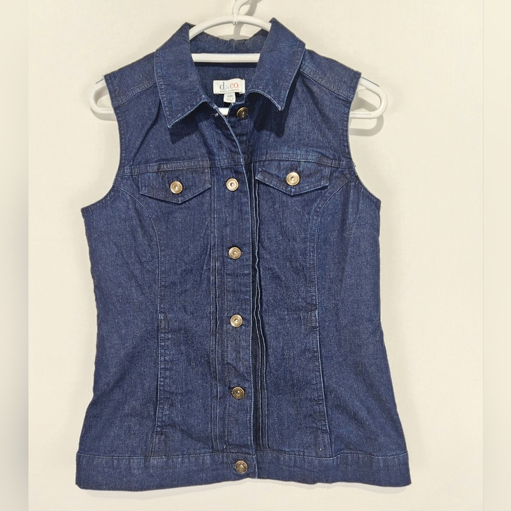 d&co. Women's Denim Sleeveless Vest‎ Size XXS